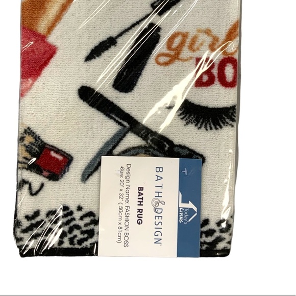 Fashion Girl Boss Animal Print Makeup Mat Rug 20 in X 32” White Pink Black Multi - Picture 8 of 16